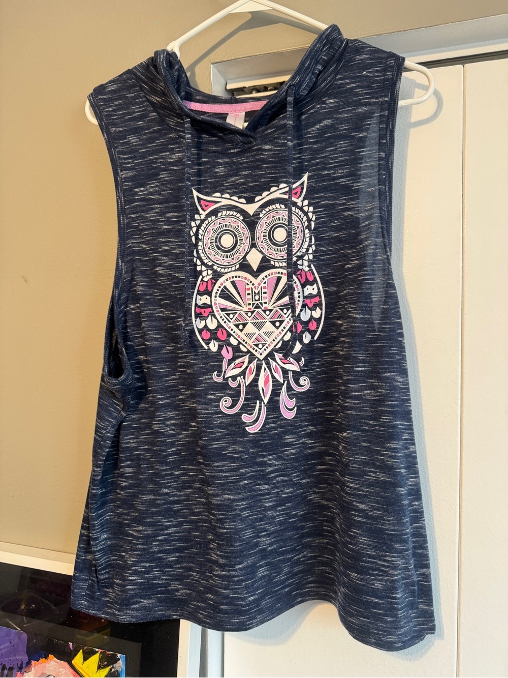 Plus Size 3X Owl Graphic Sleeveless Hoodie Tank Top - Picture 1 of 10